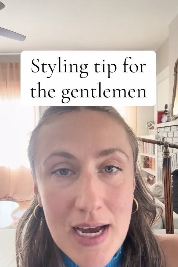 Styling tip for the gentlemen: Anya speaking to camera about long torsos and shorter legs